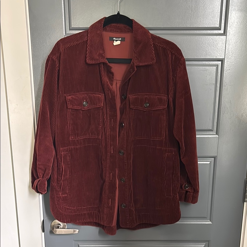 Madewell Red Lightweight Corduroy Shirt Jacket